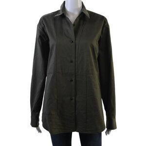 Kimberly Taylor Womens Collared long Sleeve Button Up Blouse Top Olive Size L